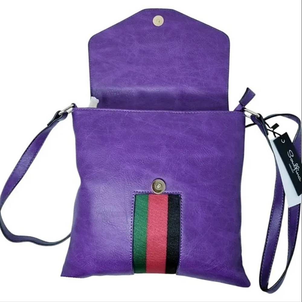 Purple Bee striped Crossbody Purse - Picture 4 of 8